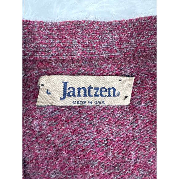 Vintage Jantzen Made USA Burgundy Wool Blend Button Up grandpa Cardigan large - Picture 13 of 16